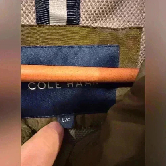 $295 Cole Haan Men's Green Snap-Front Mid-weight Packable Coat Jacket Size L - Picture 6 of 12